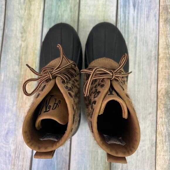 MarleyLilly Animal Print Rain Boots Size 13 Lace Up Winter Snow Boots - Picture 7 of 11